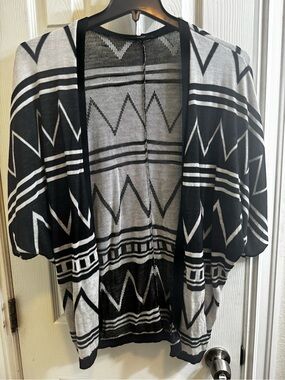 Paprika Black and White Striped Knit Cardigan